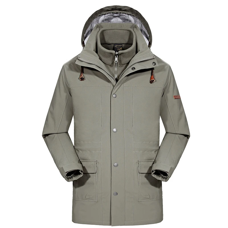 

Long 2in1 Winter Outdoor Jacket Men Windstopper Waterproof Climbing Fishing Hiking Coat Camping Ski Fleece Liner Casaco Feminino