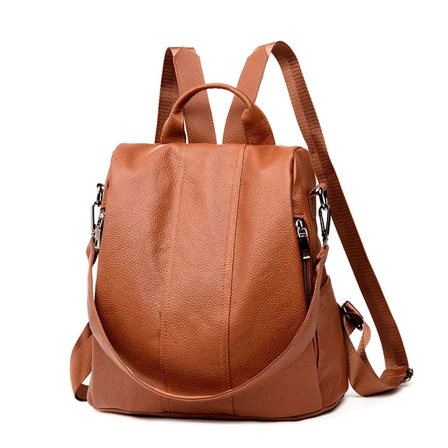 Брендовый женский рюкзак, Модный повседневный кожаный женский Противоугонный рюкзак, сумки на плечо, высокое качество, Молодежные рюкзаки для девочек-подростков, сумка - Цвет: brown