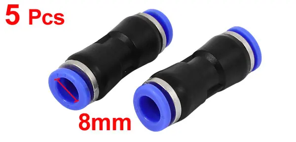 8mm Dia Industry Automatic Air Pneumatic Quick Fitting Joiner Coupler 5pcs