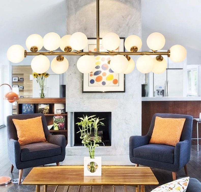 Современная люстра со стеклянным шаром золотой подвесной светильник освещение