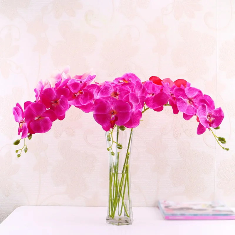 Flone Artificial Orchid Silk Fake Flowers Branch 78cm Butterfly Orchid Wedding Arch Flowers Home Balcony Decoration Orchidea (32)