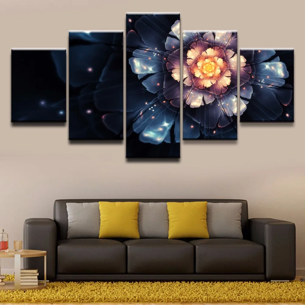 Modular Pictures Home Decor Canvas Prints Paintings 5 Piece Nature Artistic Flower Poster Wall Art Modern Living Room Framework | Дом и сад
