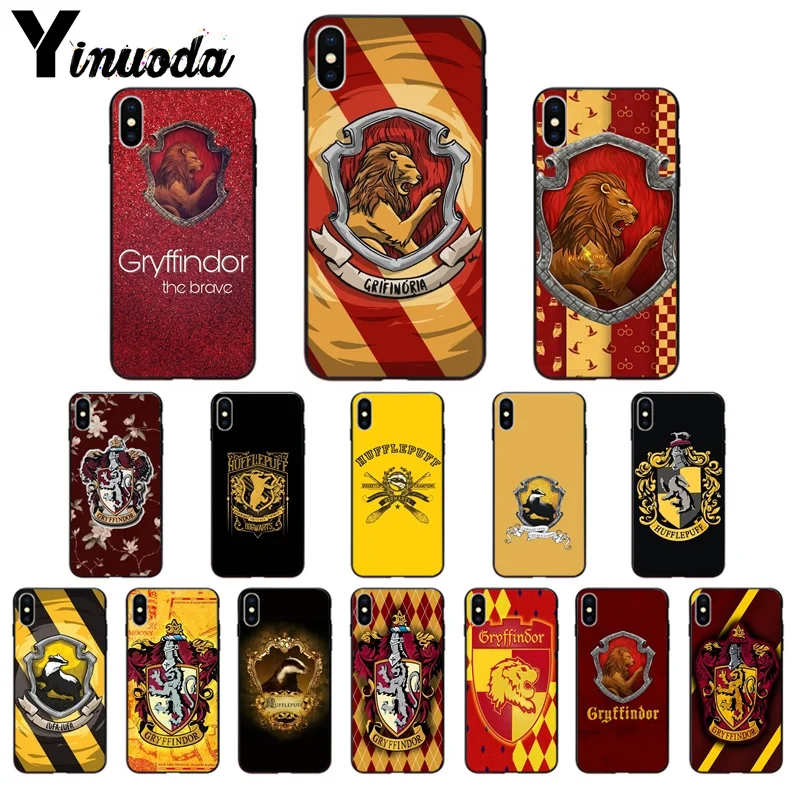 

Yinuoda harry potter Gryffindor logo TPU Soft Silicone Black Phone Case for iPhone X XS MAX 6 6s 7 7plus 8 8Plus 5 5S SE XR