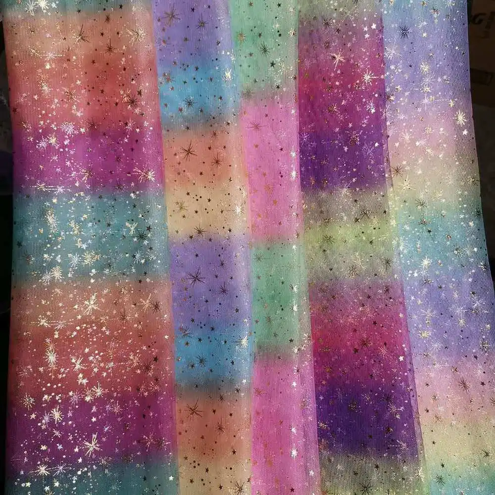 

10y/lot Rainbow Tulle Fabric Organza DIY Wedding Birthday Party Decoration Gift Craft Fabric Gradient Colorful Kids Skirt Decor