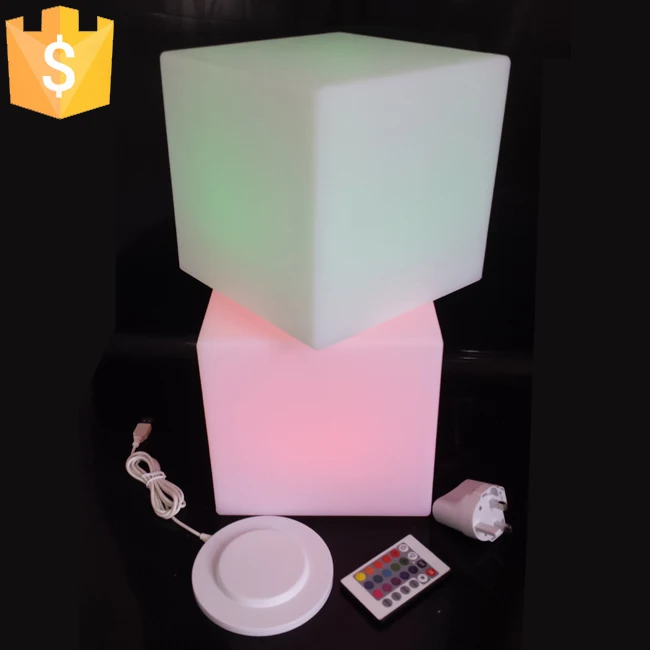 RGB Rechargeable Led illuminated Furniture Remote Control Outdoor Led Cube Chair bar KTV Pub Plastic Tables lighting AC80-265V