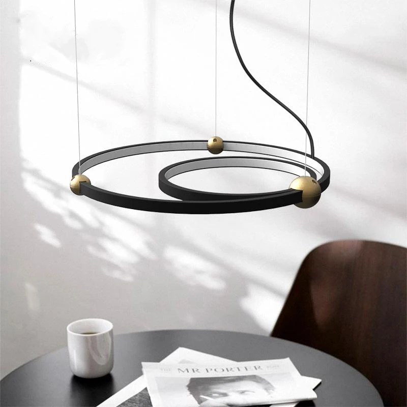

American Industrial Wind Circle Led Lamps Nordic Creative Personality Bar Coffee Restaurant Round Ring Star Chandelier