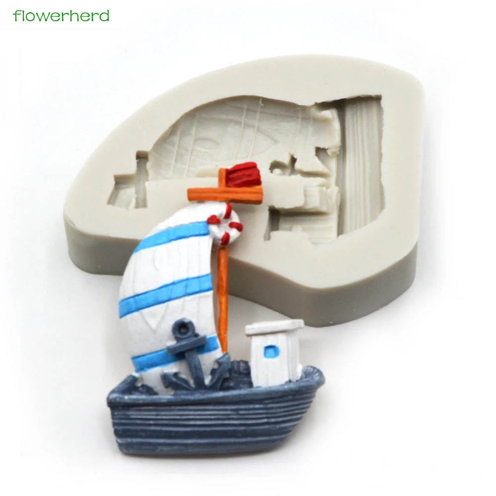

Marine Sailboat Silicone Mold Cake Decorating Tools Pirate Ship Fondant Chocolate Cake Topper Sugar Clay Polymer Craft Tools