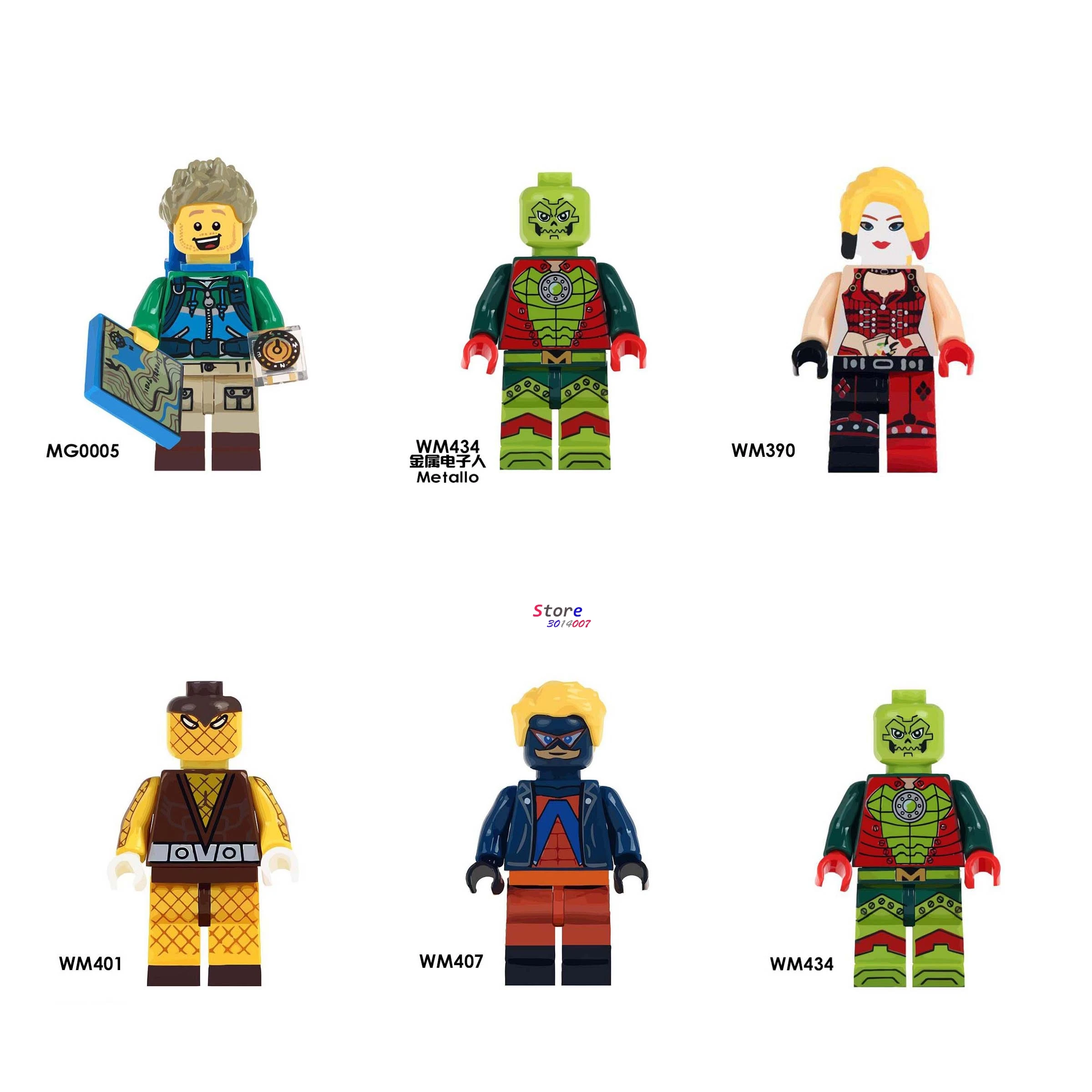 

Single marvel Super Heroes Hiker The Game Medol Harley Quinn Animal Man Shocker Metallo building block toys for children