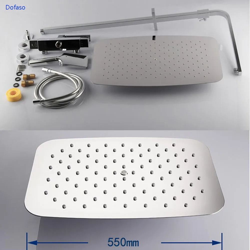 Dofaso все медные Большой дождь насадка для душа прямоугольник 550*350 мм ванны и душа Смесители термостатический большой дождевой Душ Набор