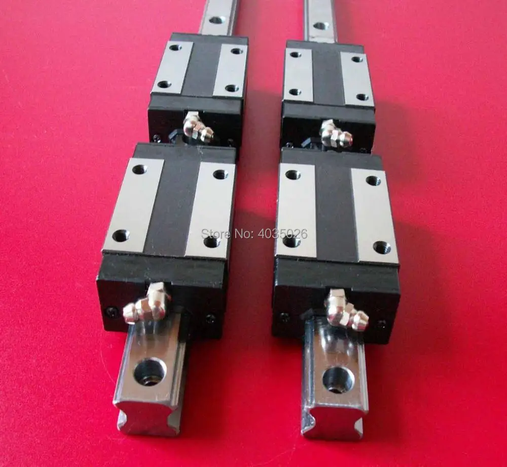 CNC Set 20-2000mm 2x Linear Guideway Rail 4x Square type carriage bearing block