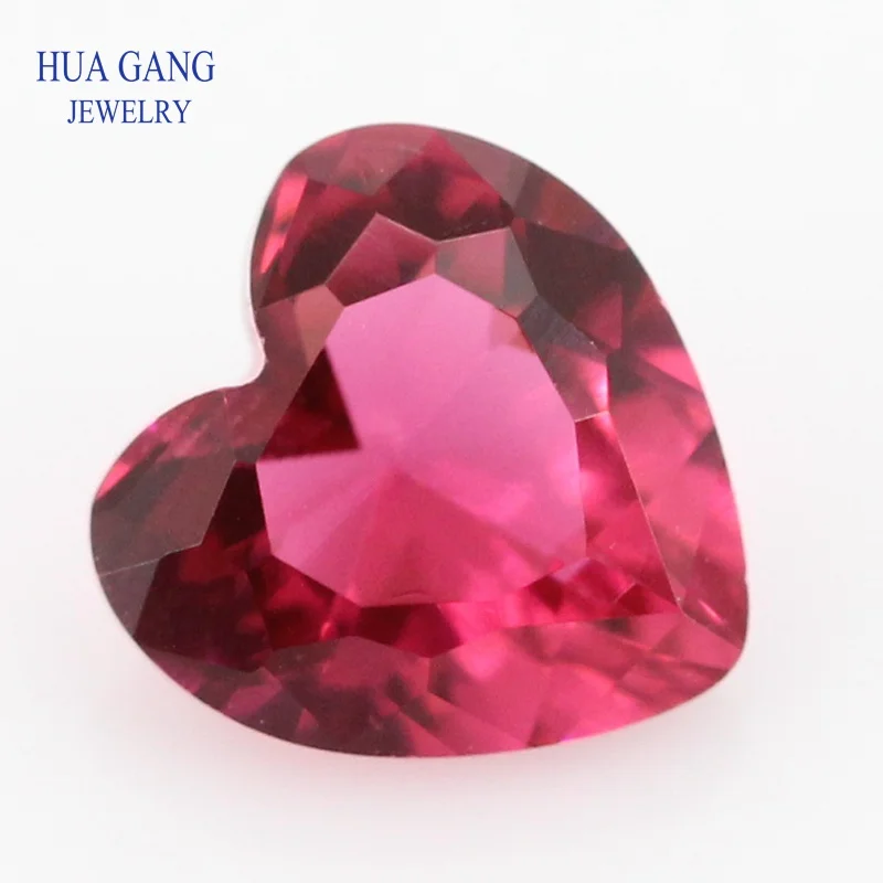 

5# Rose Red Color Heart Shape Princess Cut Loose Glass Beads Synthetic Gems For Jewelry Size 3x3~15x15mm Free Shipping