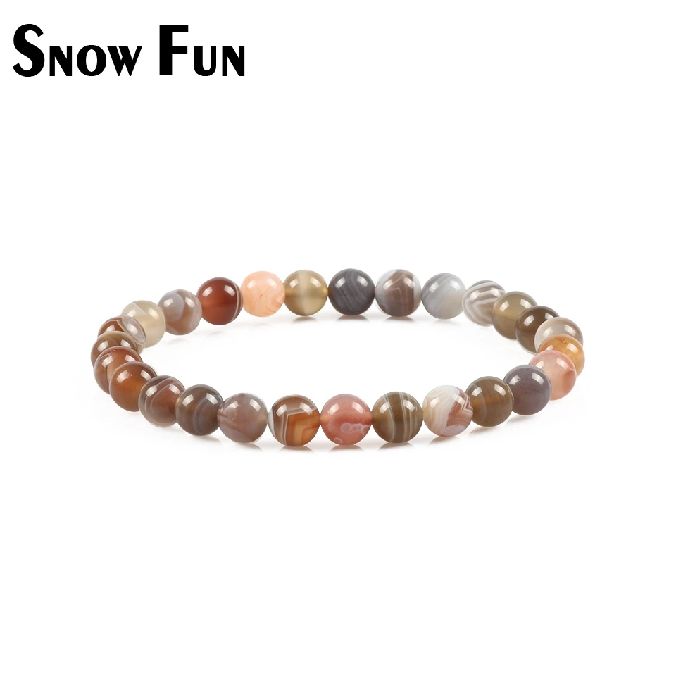 

Snow Fun 6mm Botswana Agate Beads Bracelet for Women Beaded Bracelets,Birthday Gifts