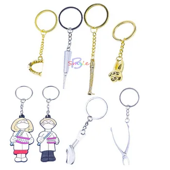 

Dental Creative Keychains Dental Handpiece Key Chains Metal Keychain Dental Clinic Dental Gifts 8PCS