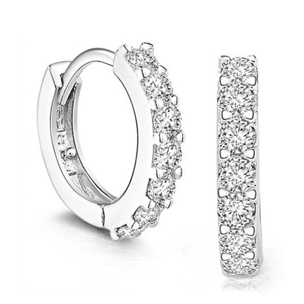 

Elegant Silver Plated Zircon Jewelery Zirconia Circle Hoop Earrings for Women