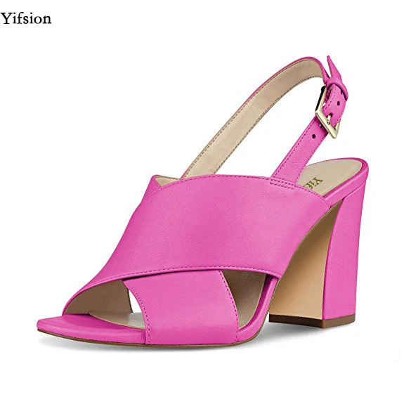 

Yifsion Women Gladiator Sandals Square High Heel Sandals Open Toe Charm Black Red Rose Pink Party Shoes Women Plus US Size 4-15