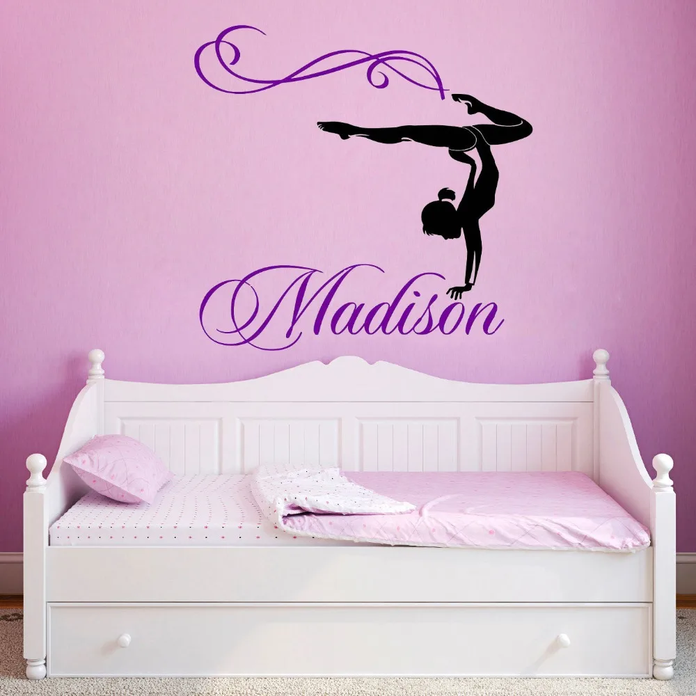 Personalized Girl Name Gymnast Gymnastics Dance Vinyl Wall Decal Sticker Room Bedroom Decoration