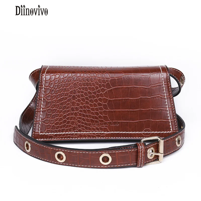 

Diinovivo Crocodile Pattern Crossbody Bags For Women PU Leather Messenger Bags Female Punk Style Women's Bags Hot Sale DNV0858