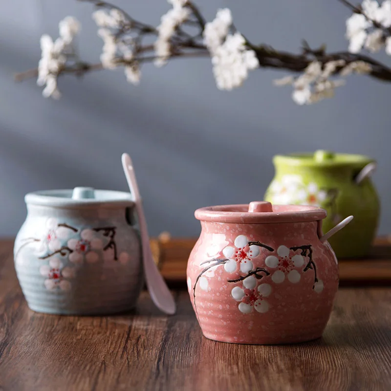 Snowflake underglaze color ceramic seasoning pot kitchen household