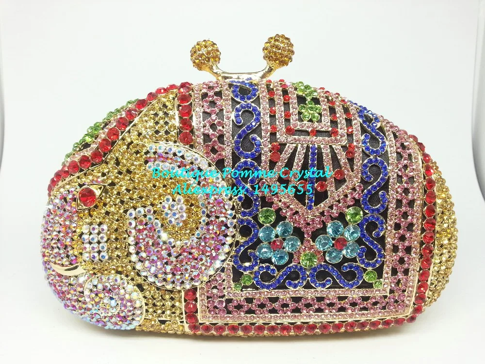 Бутик De FGG Мульти Кристалл для женщин слон вечерняя сумочка металлический Minaudiere сумочка свадебный клатч Свадебная вечеринка алмаз сумка