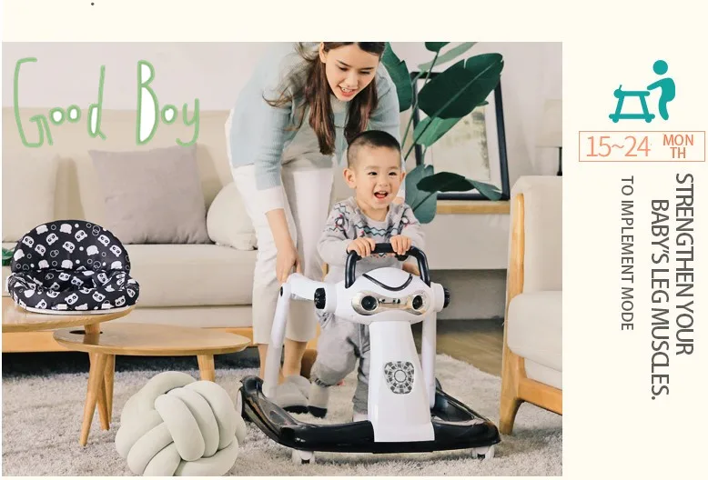 4 hot moms Multi-function baby walker anti-rollover baby start walk can sit can push Складная ходунка для малышей