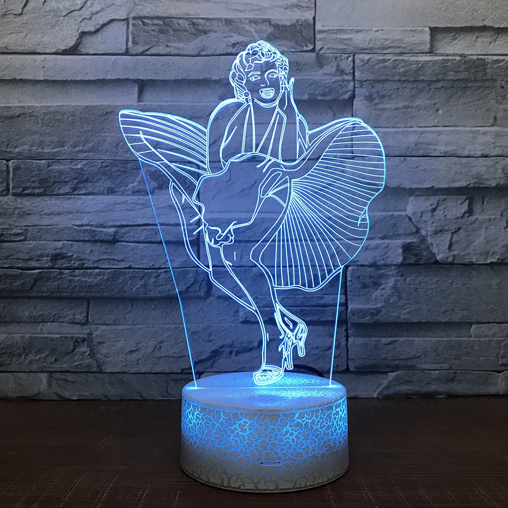 

Marilyn Monroe 3D LED RGB Night Light 7 Color Change Desk Light Action Figures 278 Boys Girls Christmas Toys