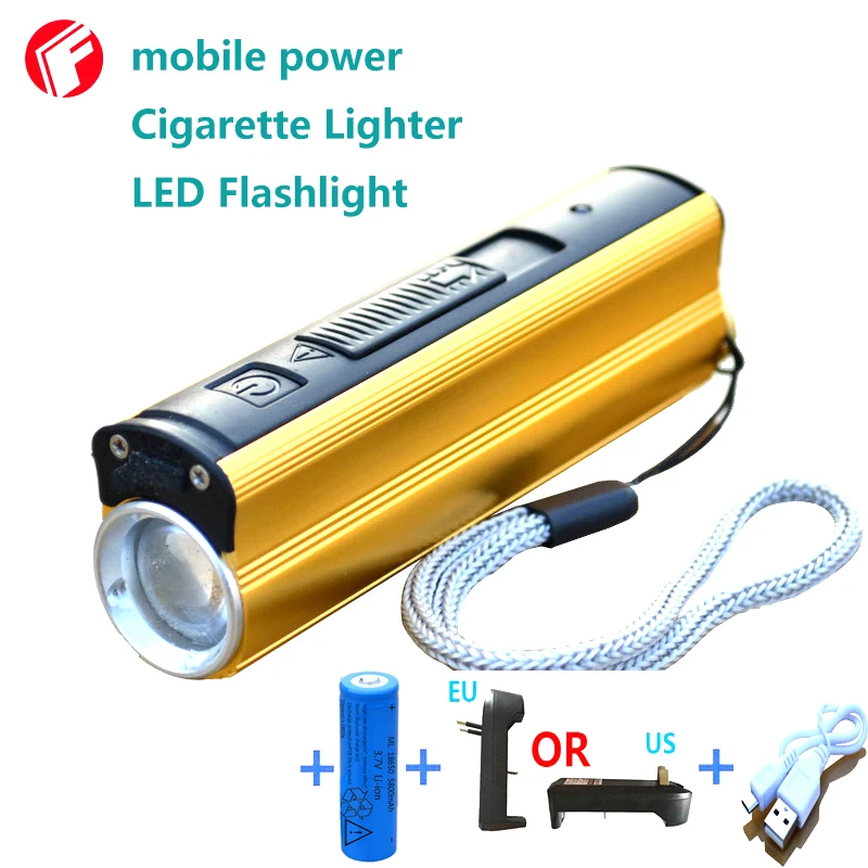 Powerful led flashlight 2000 lumens 18650 battery USB mobile phone