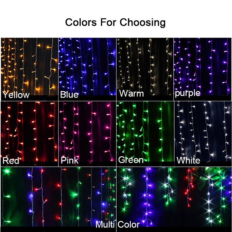 M 3 M * 2,5 m M 240 bombillas Hada cortina LED luces navidad cadena guirnalda Año Nuevo luces de navidad decoraciones de boda Luz M 3 M * 2,5 m M 240 bombillas Hada cortina LED luces navidad cadena guirnalda Año Nuevo luces de navidad decoraciones de boda Luz