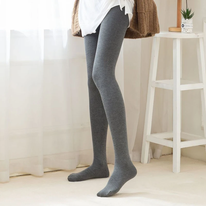 Elastic Cotton Pantyhose Tights Women Autumn Winter Warm Tights Female Thick Striped Collant