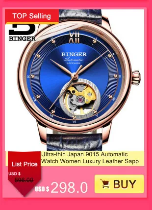 Japan MIYOTA Automatic Watches BINGER Brand Women Mechanical Watch Female Form Queen Series Rose Gold Waterproof Diamond