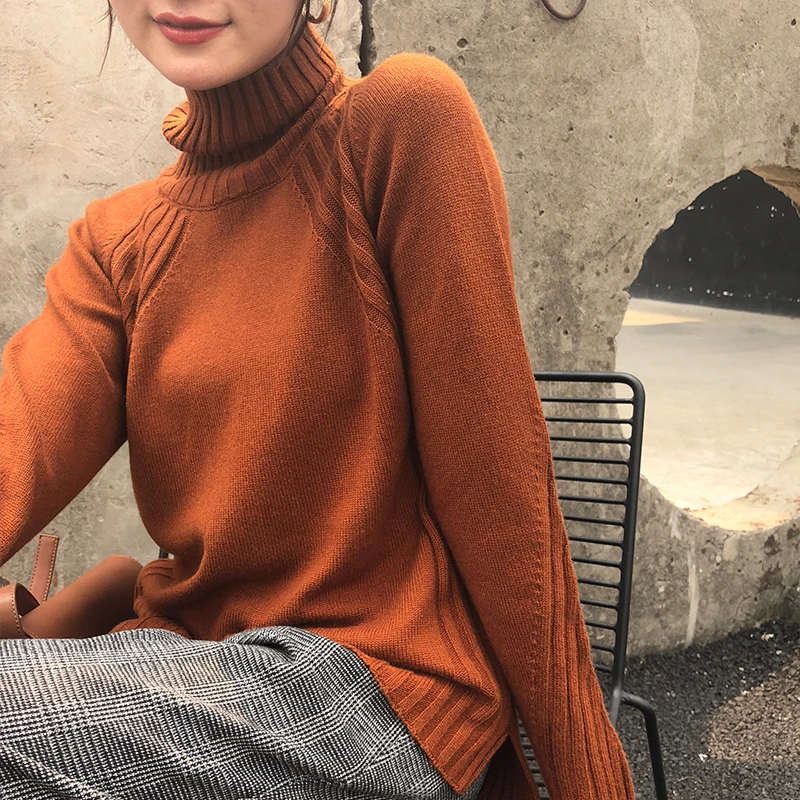 

Hot Sale Woman Jumpers 100% Cashmere and Wool Sweater Pullovers Female Turtleneck Winter Women Sweaters Woolen Standard Clothes