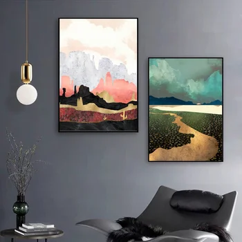 

Abstract landscape art Distant Desert and Distant Land Canvas Poster Natural poster Wall Pictures for Living Room No Frame