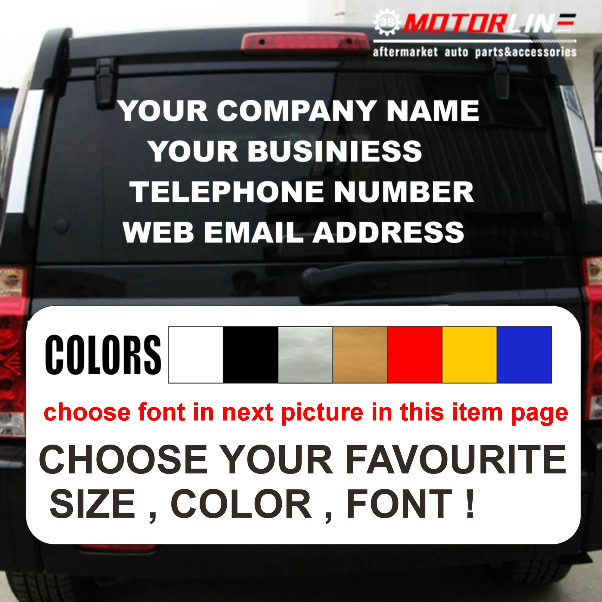 Personalised Custom Your Text Business Name Tele Number Phone Website