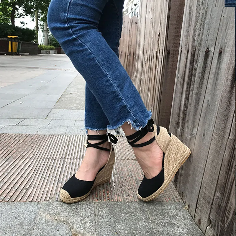 Teahoo Vrouwen Enkelbandje Espadrilles Wedge Sandalen 2020 Zomer Canvas  Platform Wiggen Mode Lace Up Vrouwen Platform Sandalen|espadrille wedge  sandals|wedge sandalsplatform sandals - AliExpress