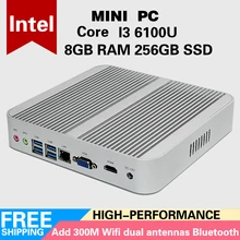 Eglobal Мини PC 6Gen 6100U 8 ГБ RAM 256 ГБ SSD Intel Core i3 Ordinateur 4 К HTPC Intel HD Graphics 520 Gaming PC БЕСПЛАТНАЯ доставка