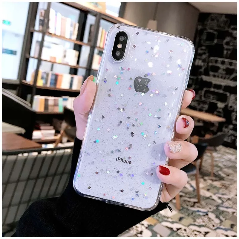 Star Transparent Lovebay, блестящая Звезда, блестящие мягкие ТПУ чехлы для телефонов для iphone 11 Pro XS Max XR X 8 7 6 6S Plus 5S SE, прозрачный чехол - Цвет: Star Transparent