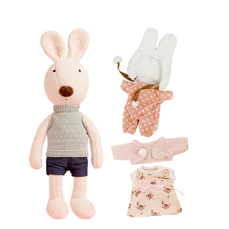 

le sucre Kawaii 60cm bunny rabbit plush dolls,1 rabbit + 3 sets of clothes, for children kids girls stuffed toys gifts big
