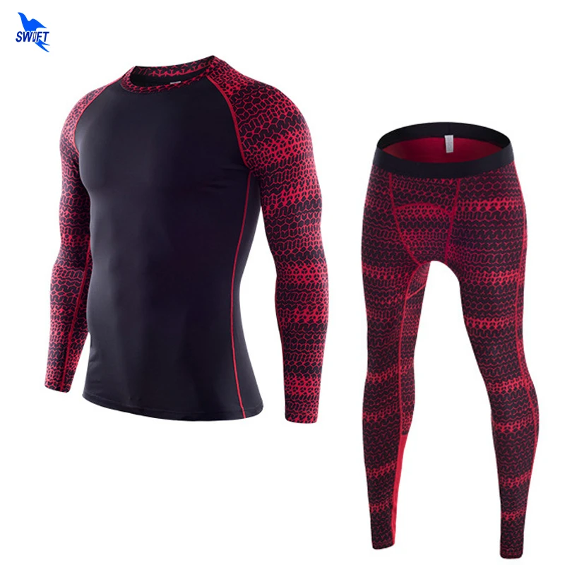 

2pcs/Set Mens Compression Running Jogging Suits Sports Set Long Sleeve T Shirt+Pants Quick Dry Fitness Workout Tights Sportswear
