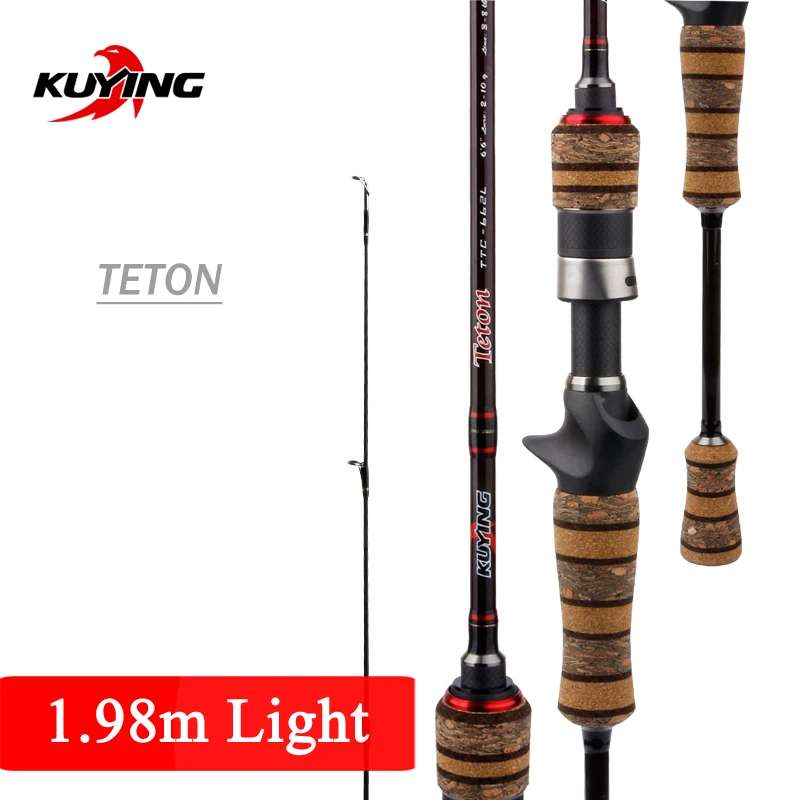Cana de Fundição Vara de Pesca Pólo de Carbono Médio de Ação Isca de Truta Kuying Teton l Luz 1.98 m 6’6 Soft Molinetes Isca Rápida 2 10g