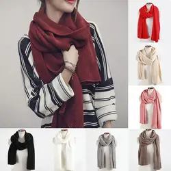 Новые модные Для женщин Для мужчин шарфы сплошной длинные мягкие Обёрточная бумага шарф зимняя теплая шерсть Кашемир Шаль вязаная
