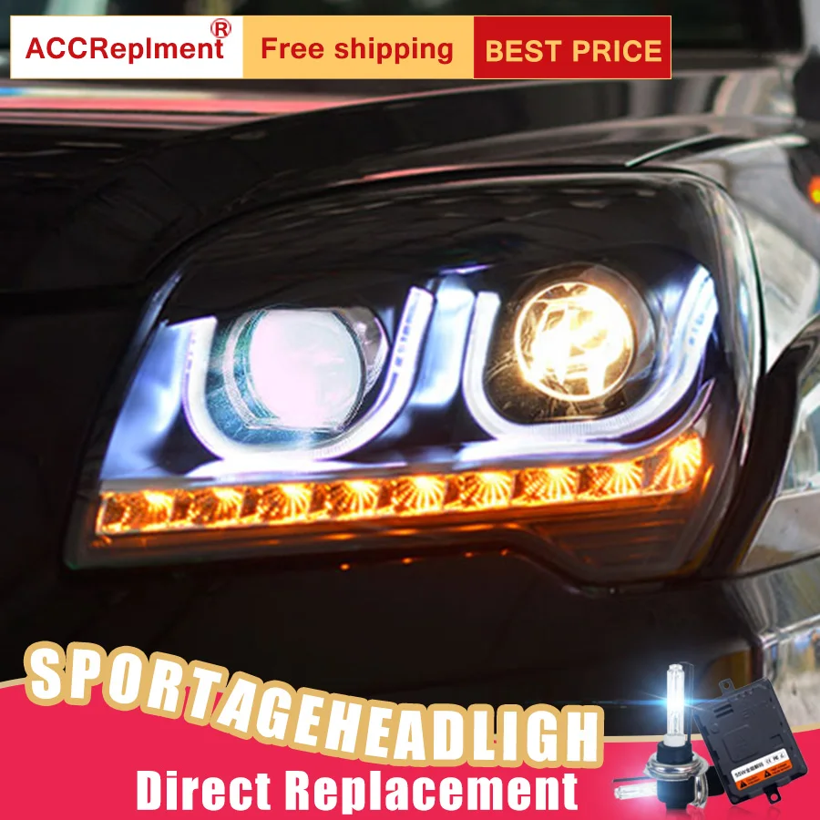 2 шт. светодиодный фары для kia Sportage 2007 2013 Автомобильные ангельские глазки комплект