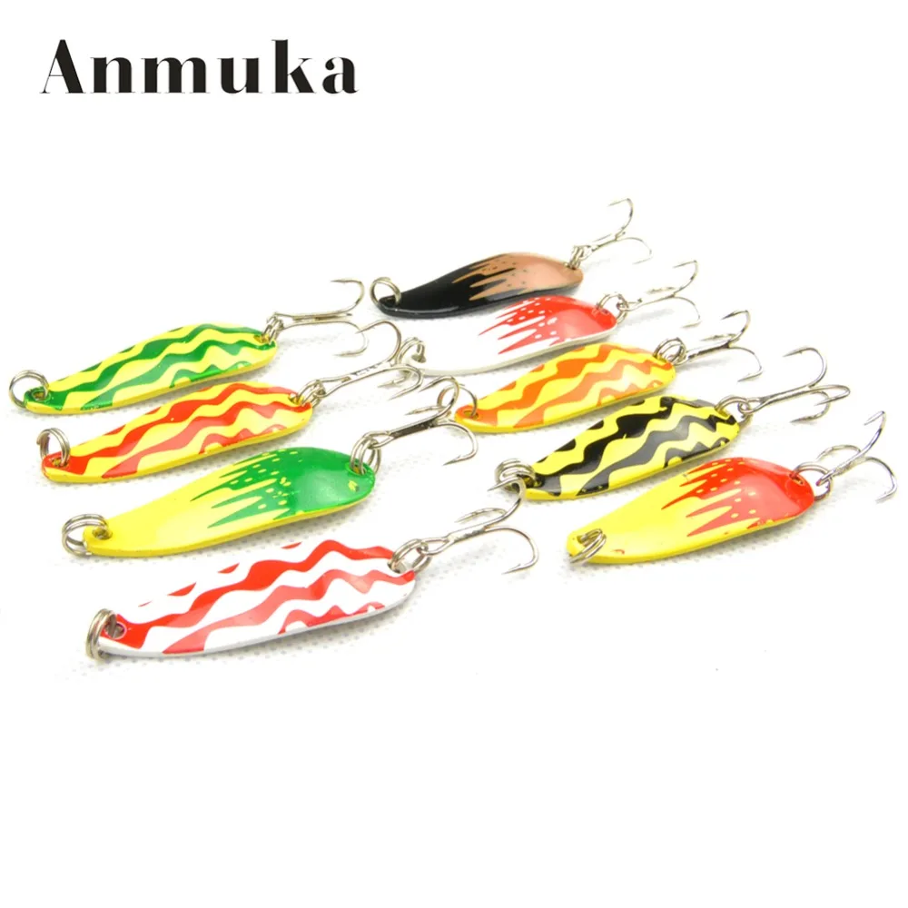 

Anmuka 2Pcs 4.3cm/6g Fishing Lure Mixed Color Metal Spoon Lure Hard Lure Artificial Pesca