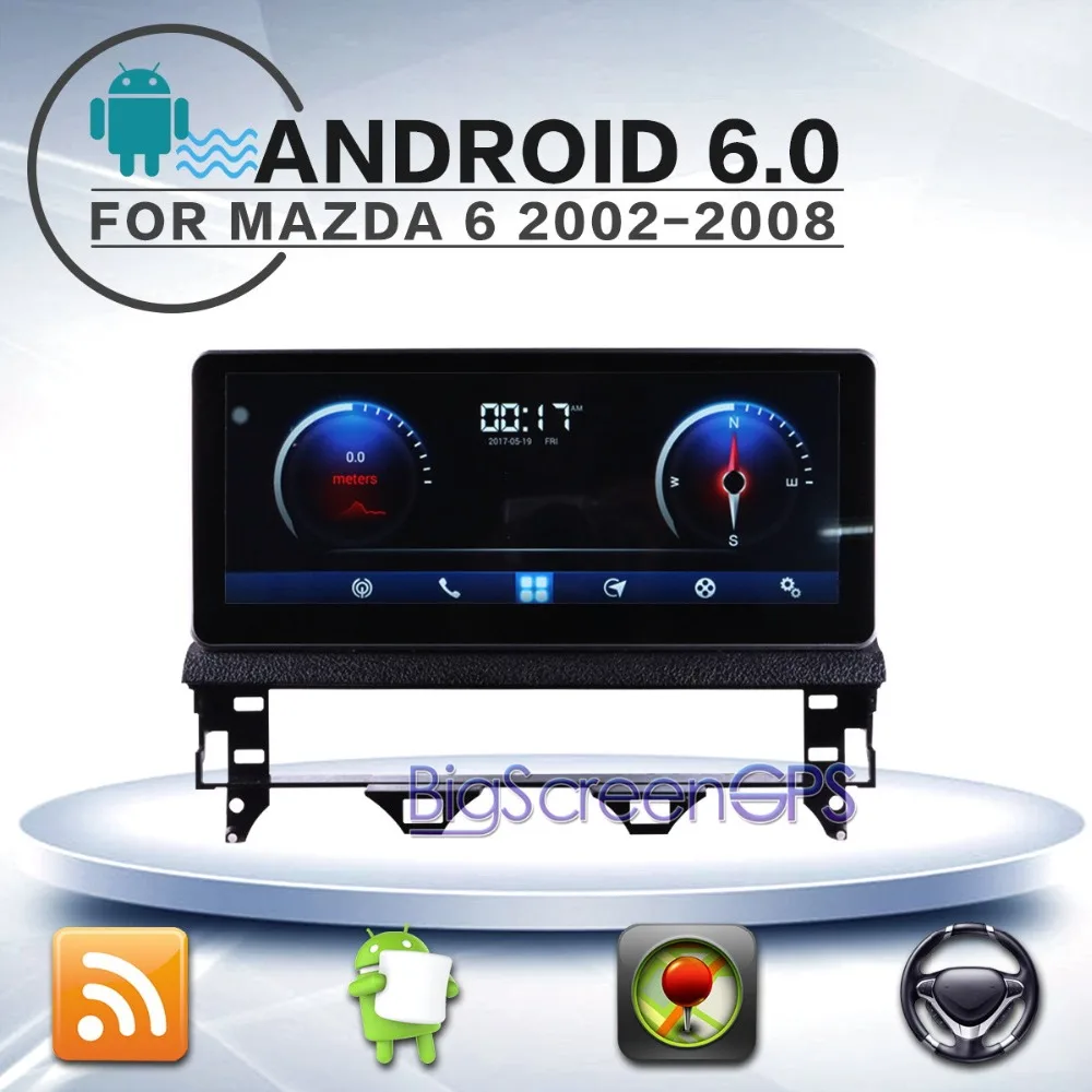 BigScreen новейший Android 6 0 ROM 32/64 GB Автомобильный радиоприемник GPS навигатор для Mazda 2002