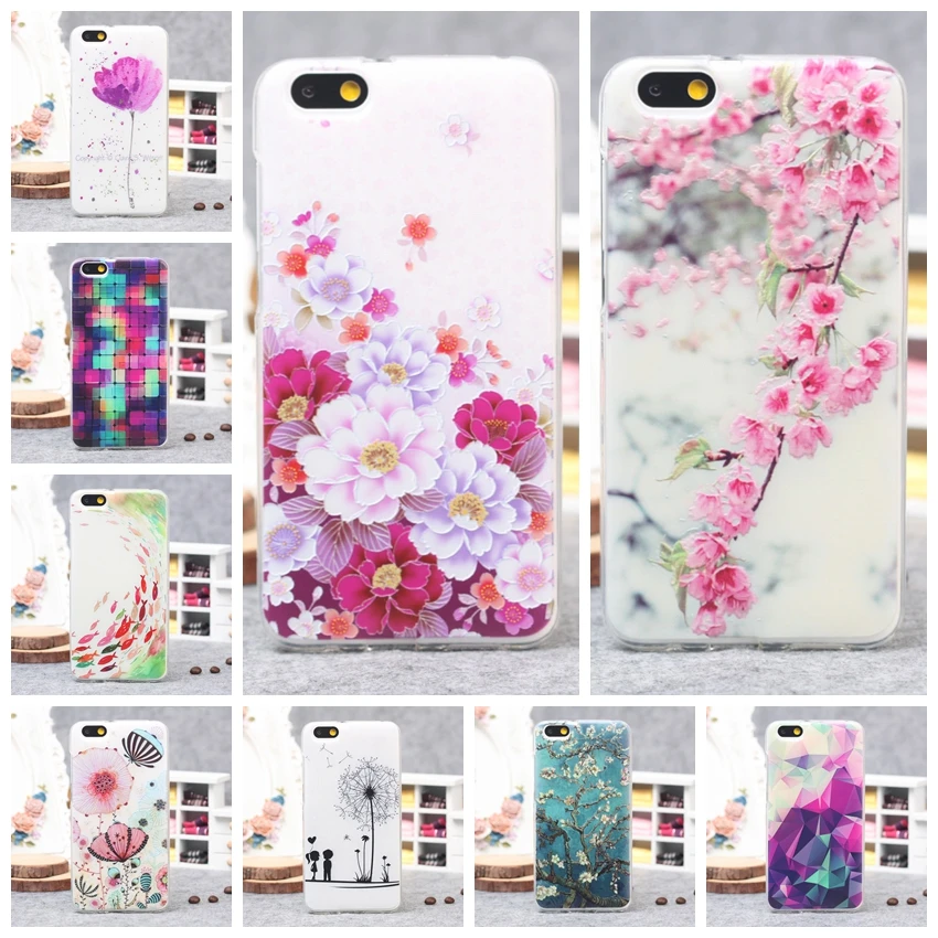 

Case for Huawei Honor 4X Cover Luxury 3D Relief Printing Flower Coque Case for Huawei Honor 4 X Cover Soft Silicone Cases Shell
