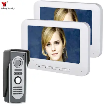 

Yobang Security 7'' TFT-LCD Video Door Phone Intercom Doorbell System 2 Monitor Screens+1 Outdoor Camera Door Bell