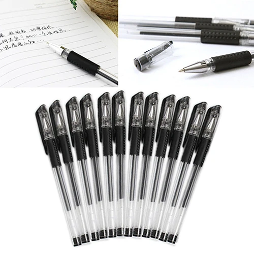 Buy 12Pcs Box 0.5mm Black Gel Ink Rollerball Ballpoint Pen Study Office