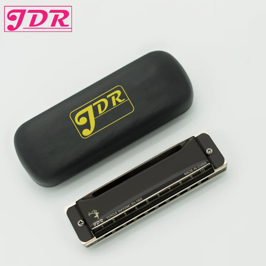 JDR Diatonic Blues Harmonica Standard 10 Hole Harmonica With Case Key