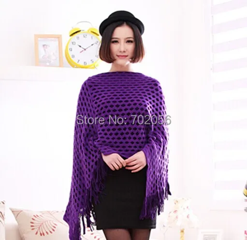 

All matched burn out knit ponchos Leisure Cardigan Knitting Coat lady Batwing Cape Poncho shawl wraps Cardigan Sweater #3610