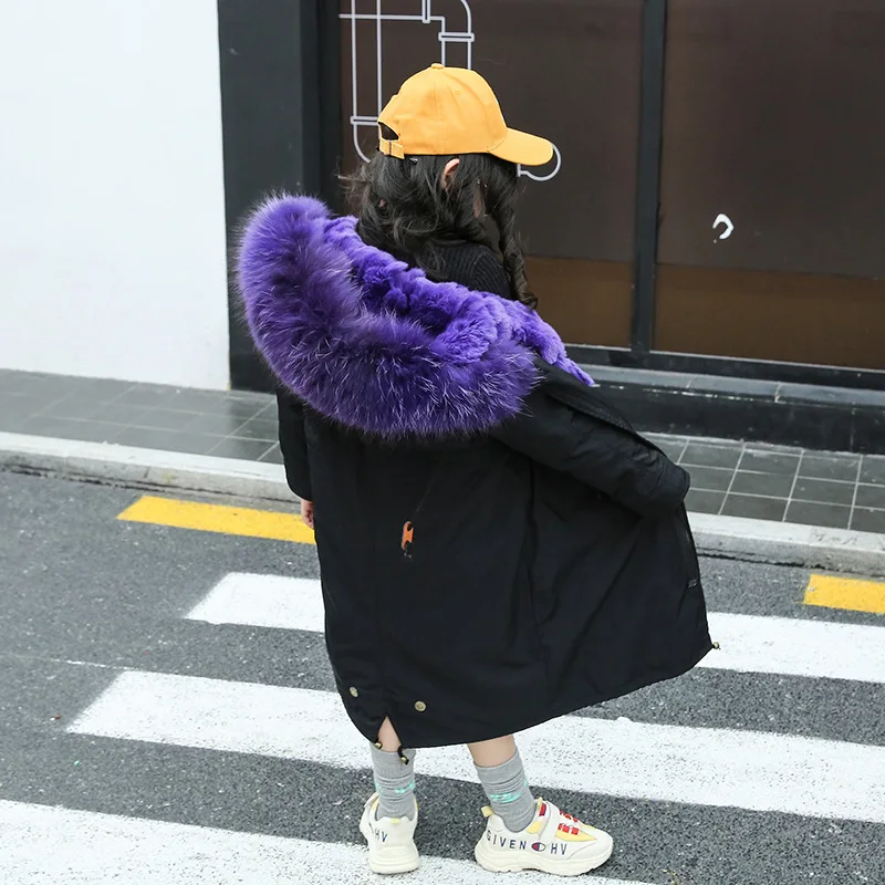 Carhartt/куртка детские зимние длинные пальто с капюшоном из натурального енота