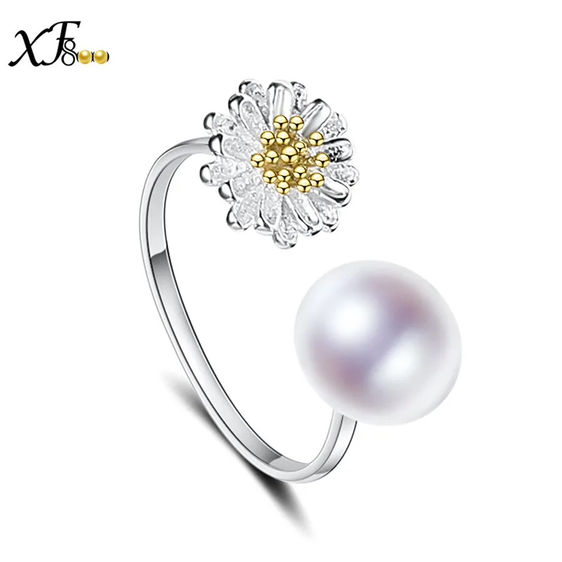 

XF800 Natural Pearl Ring 925 Sterling Silver Pearl Jewelry Freshwater White 8-9mm Engagement Wedding Ring Women[J202]