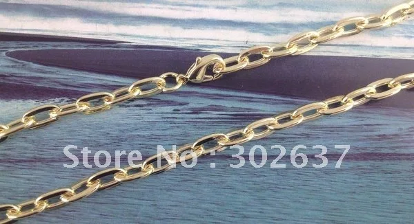 

10PCS Gold Color Plated Oval link chain necklaces 24" #20801